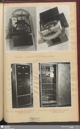 Bild 20: Ansicht des Drehspulgerätes - Bild 23: Instrumentenschrank Vorderansicht - Bild 24: Instrumentenschrank Rückansicht
