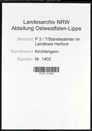 Sterberegister Standesamt Kirchlengern