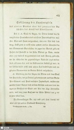 Erklärung der Kupfertafeln des vierten Bandes oder des zweyten der Geschichte der Kunst des Alterthums
