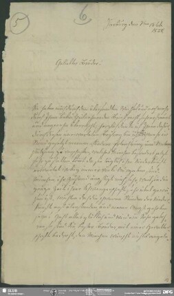 Eigenh. Brief von Charlotte Schlegel an August Wilhelm von Schlegel, Harburg, 07.10.1828