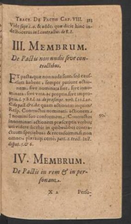 IV. Membrum. De Pactis in rem & in personam.