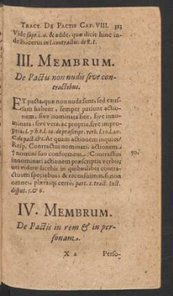 IV. Membrum. De Pactis in rem & in personam.