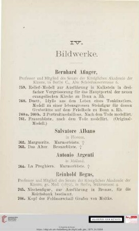 IV. Bildwerke