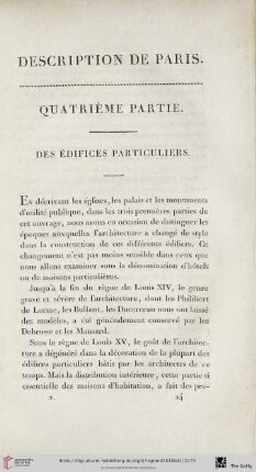 Quatrième partie: Des édificies particuliers