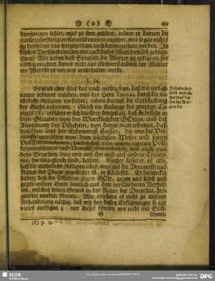 §. 54. Insonderheit wird untersuchet, was bey ihm die Religion sey