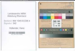 Entnazifizierung Hans Hollender , geb. 16.06.1908 (Geschaeftsfuehrer)