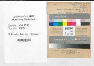 Entnazifizierung Heinrich Schmeltzpfenning , geb. 03.12.1916 (Lokfuehrer)