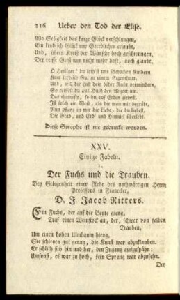 XXV. Einige Fabeln