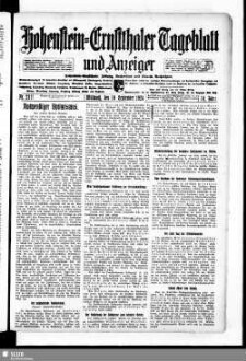 Hohenstein-Ernstthaler Tageblatt und Anzeiger : Hohenstein-Ernstthaler Zeitung, Nachrichten und Neueste Nachrichten ; Generalanzeiger für Hohenstein-Ernstthal mit Hüttengrund, Oberlungwitz, Gersdorf, Hermsdorf, Bernsdorf, ...