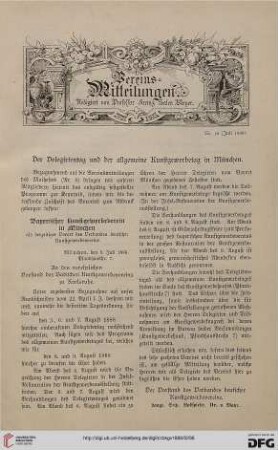 Vereinsmitteilungen Nr. 10 (Juli 1888)