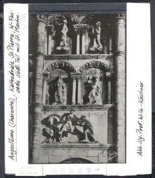 Angoulême, Kathedrale: Westfassade, südlicher Teil mit Hl. Martin