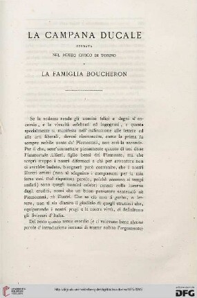 1: La campana ducale serbata nel Museo Civico di Torino e la famiglia Boucheron