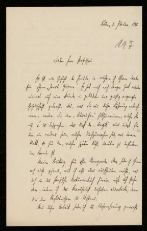 Nr. 17: Brief von Konstantin Höhlbaum an Ferdinand Frensdorff, Köln, 8.2.1885