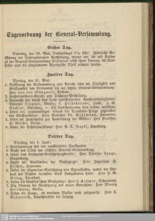 Tagesordnung der General-Versammlung
