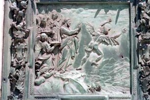 Rechtes Portal — Christus widersteht der Versuchung des Satans