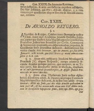 Cap. XXIIX. De Arnoldo Reygero.