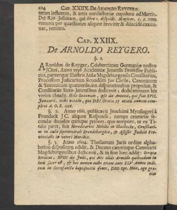 Cap. XXIIX. De Arnoldo Reygero.