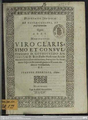 De usucapionibus et praescriptionibus
