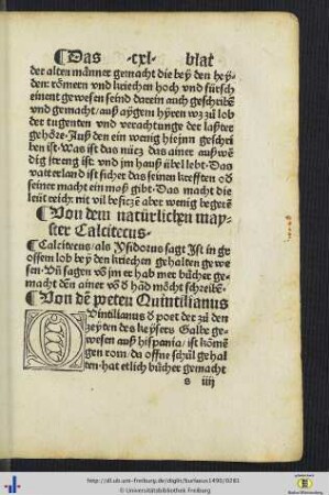 Von dem poeten Quintilianus