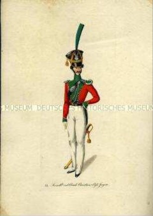Uniformdarstellung, Secondeleutnant des Jäger-Regiments "Prinz Christian", Dänemark, 1815/1830.