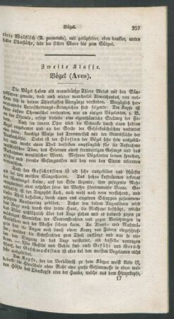 Zweite Klasse. Voegel (Aves).
