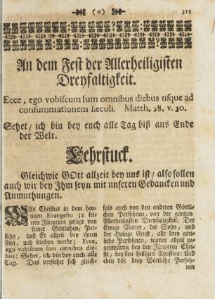 An dem Fest der Allerheiligisten Dreyfaltigkeit.