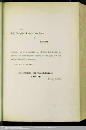 Dem Hohen Königlichen Ministerium des Innern zu Dresden