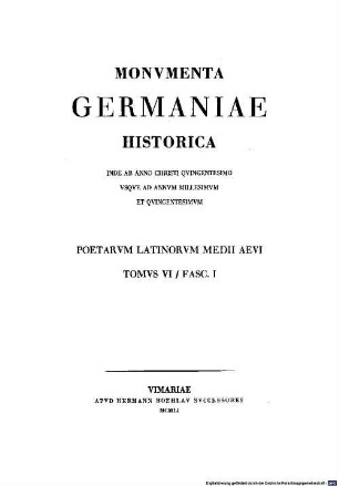Poetae latini aevi Carolini, Nachträge zu den Poetae aevi Carolini ; Teil 1