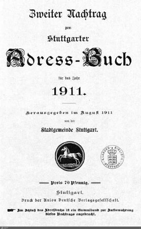 1911,2 - Nachtrag: Stuttgarter Adressbücher / Nachtrag, 1911, Bd. 2