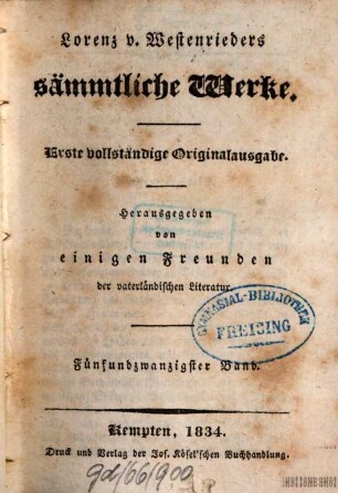 Lorenz v. Westenrieder's sämmtliche Werke. 25