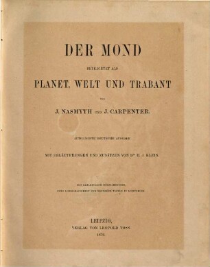 Der Mond, betrachtet als Planet, Welt und Trabant