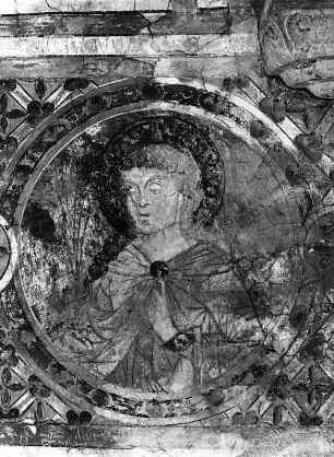 Medaillon mit Heiligem : Medaillon mit Heiligem. Fresko (nach 1260). Gurk, Pfarr- und ehemalige Domkirche Mariae Himmelfahrt, Westempore