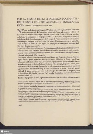 Per La Storia Della «Stamperia Poliglotta» Della Sacra Congregazione «De Propaganda Fide»