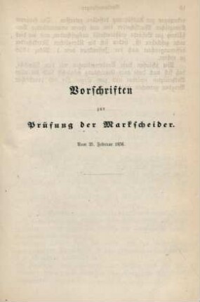 Vorschriften zur Prüfung der Marktscheider. Vom 25. Februar 1856.