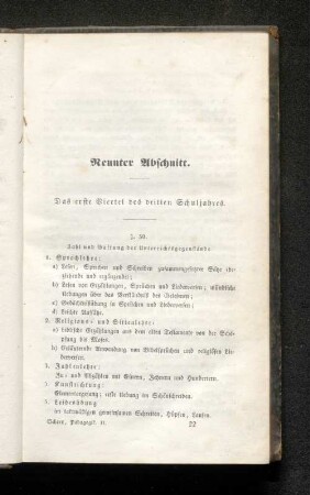 Neunter Abschnitt. Das erste Viertel des dritten Schuljahres.