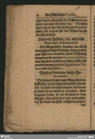 Von den Fiebern, die aus dem Magen ihren Ursprung nemen