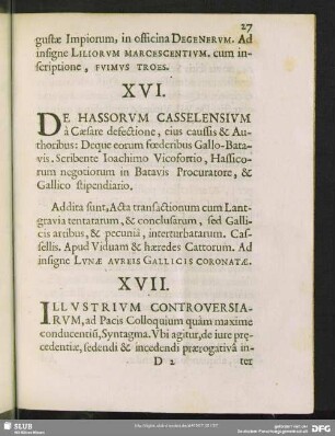 XVI. De Hassorum Casselensium
