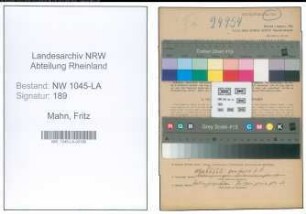Entnazifizierung Fritz Mahn , geb. 25.12.1896 (Beamter)