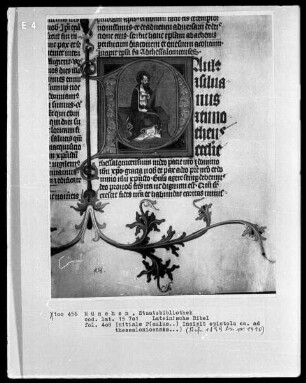 Lateinische Bibel — Initiale P (aulus apostolus) mit dem predigenden Apostel, Folio 408recto