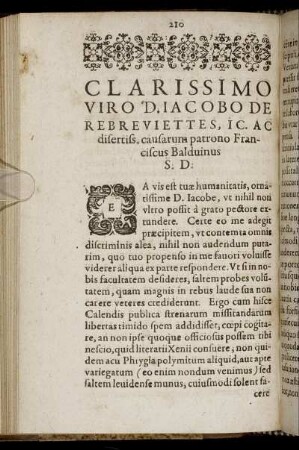 Clarissimo Viro D. Iacobo De Rebreviettes ...