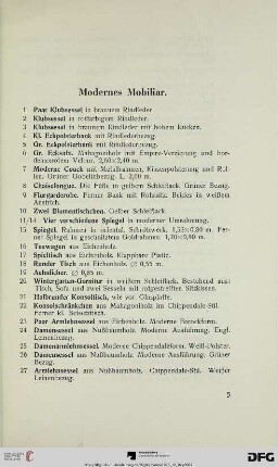 Modernes Mobiliar (Nr. 1-91)