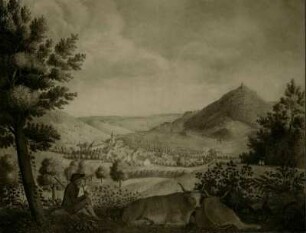 Blick zum Moschellandsberg mit Schloß Landsburg