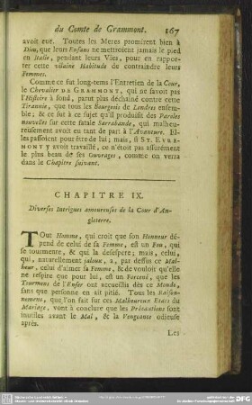 Chapitre IX. Diverses Intrigues amoureuses de la Cour d' Angleterre