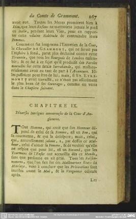 Chapitre IX. Diverses Intrigues amoureuses de la Cour d' Angleterre