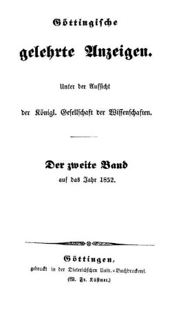 1852,2: Göttingische gelehrte Anzeigen