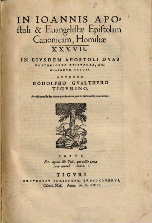 In Joannis Apostoli & Evangelistae Epistolam Canonicam, Homiliae XXXVII : In Eiusdem Apostoli Duas Posteriores Epistolas, Homilarum Sylvae