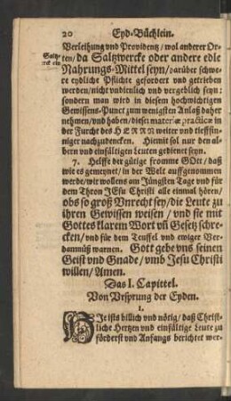 Das I. Capittel. Von Ursprung der Eyden.