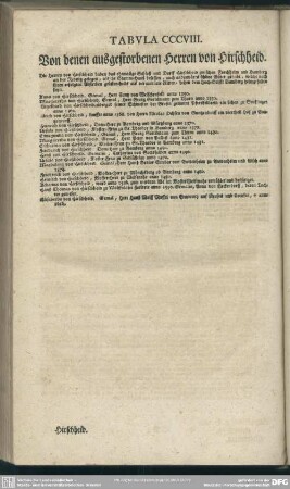 Tabula CCCVIII. Von denen ausgestorbenen Herren von Hirschheid