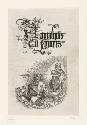 Maria erscheint Johannes, Titelblatt aus: Albrecht Dürer, "Apocalipsis cum figuris", Nürnberg 1511