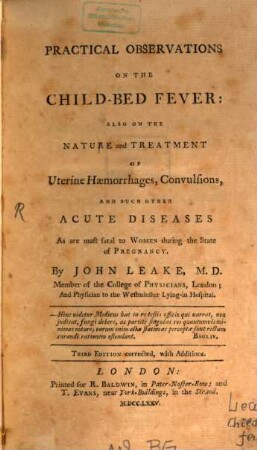 Practical observations on the Child-Bed-Fever
